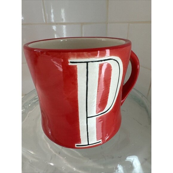 Anthropologie Retired Hand Painted "P" Initial Monogram Mug - Picture 7 of 11